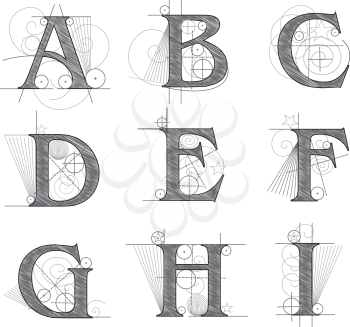 Architectural Letters for design. Vector illustration