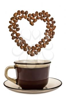 Royalty Free Photo of a Heart Above a Cup of Coffee