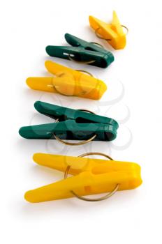 Royalty Free Photo of Yellow and Green Clothespins