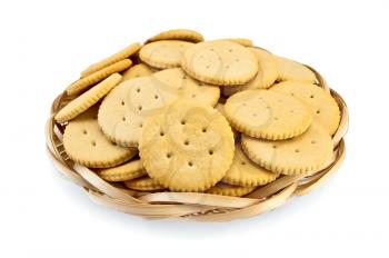 Royalty Free Photo of Crackers in a Wicker Basket