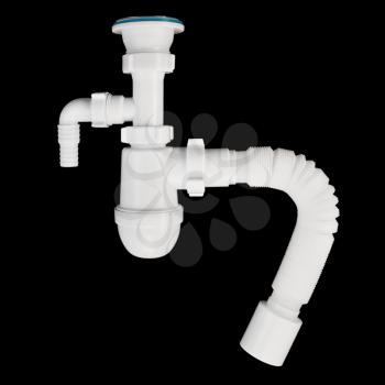 Royalty Free Photo of White Drain Fittings on Black