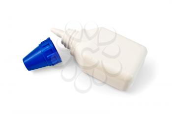 Royalty Free Photo of a White Bottle With a Blue Lid