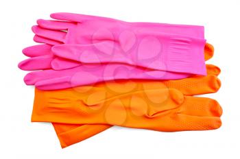 Royalty Free Photo of Orange and Pink Rubber Gloves