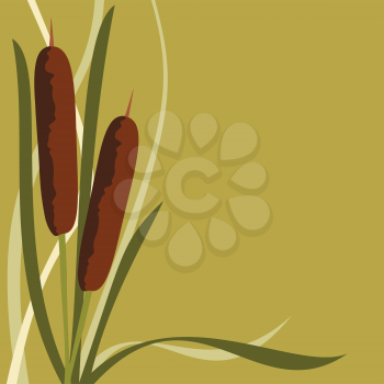 Royalty Free Clipart Image of a Background With a Cattails Border