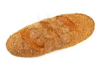 Baton black bread isolated on white background