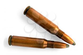Two bullets for the carbine isolated on a white background
