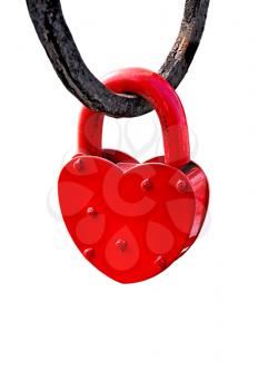 Red castle in the form of heart isolated on white background