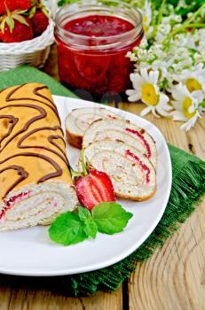 Royalty Free Photo of a Biscuit Roulade With Jam