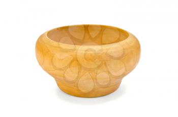 Wooden bowl isolated on the white background