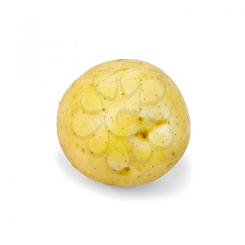 One whole yellow potato isolated on white background