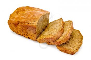 Sliced rye homemade bread isolated on white background