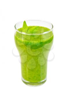 Glassful with a cocktail of spinach isolated on white background