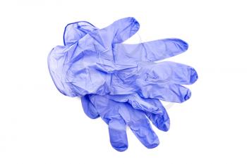 Blue latex medical gloves isolated on white background
