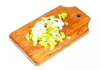 Royalty Free Photo of Chopped Onion on a Cutting Board