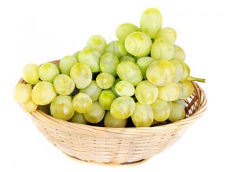 Royalty Free Photo of Grapes in a Wicker Bowl