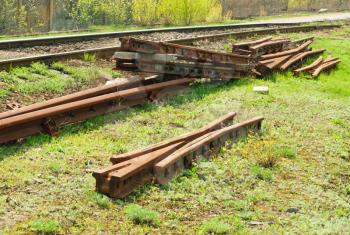 Royalty Free Photo of Railroad Ties By a Track