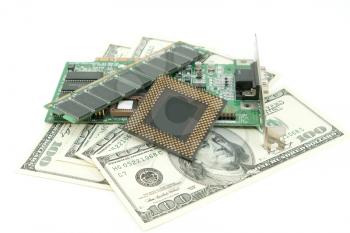 Royalty Free Photo of Money and Computer Accessories