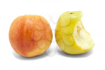 Royalty Free Photo of Two Apples, One Whole, One Part