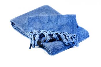 blue cotton blanket  isolated on  white  background