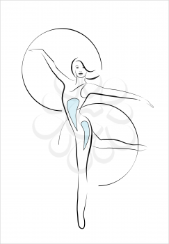 Royalty Free Clipart Image of a Girl With Gymnastic Hoops