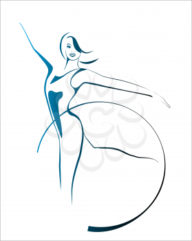 Royalty Free Clipart Image of a Girl With Gymnastic Hoops