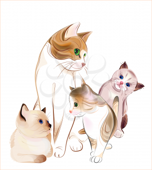 Royalty Free Clipart Image of a Bunch of Cats