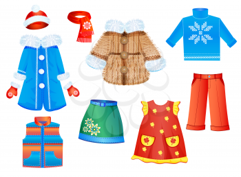 Royalty Free Clipart Image of a Set of Seasonal Clothes