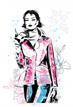 Royalty Free Clipart Image of a Fashionable Woman