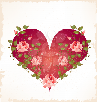 Royalty Free Clipart Image of a Heart With Roses
