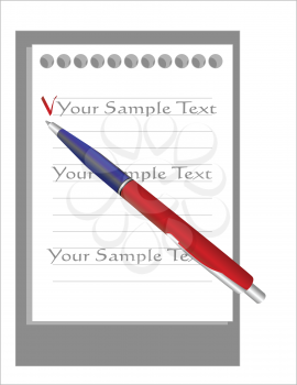 Royalty Free Clipart Image of a Pen and Paper
