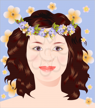 Royalty Free Clipart Image of a Woman With a Flower Headband