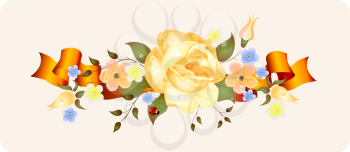 Royalty Free Clipart Image of Flowers and a Banners