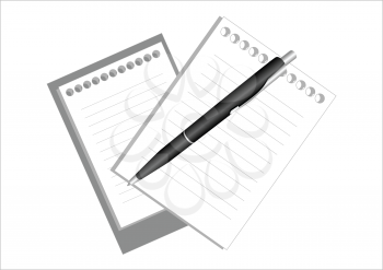 Royalty Free Clipart Image of a Pen and Notepads