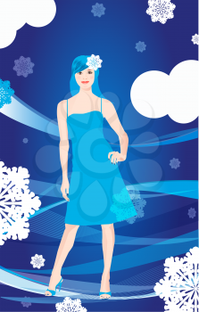 Royalty Free Clipart Image of a Woman in Winter
