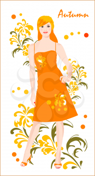 Royalty Free Clipart Image of a Woman in Autumn