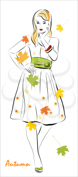 Royalty Free Clipart Image of a Woman With Leaves