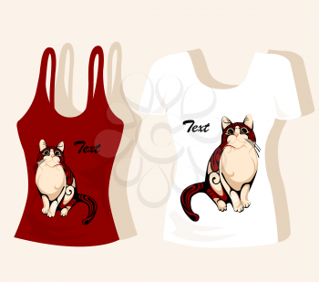 Royalty Free Clipart Image of Cat Shirts
