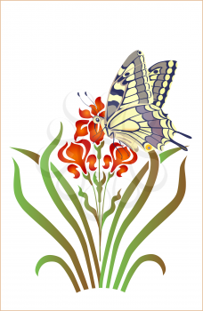 Royalty Free Clipart Image of a Butterfly on a Flower