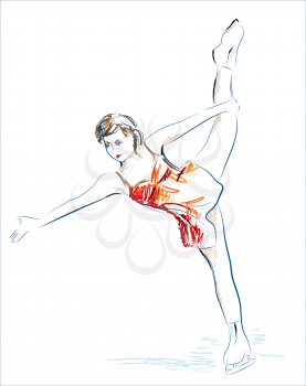Royalty Free Clipart Image of a Female Figure Skater