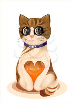 Royalty Free Clipart Image of a Cat With a Heart
