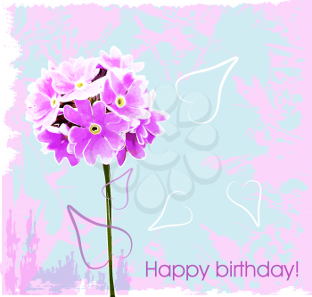 Royalty Free Clipart Image of a Floral Birthday Card