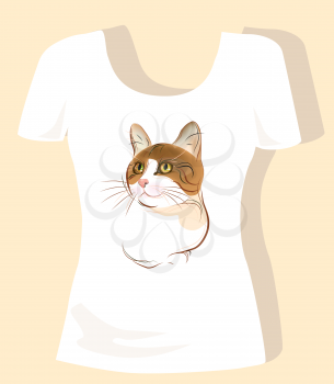 Royalty Free Clipart Image of a Cat T-Shirt