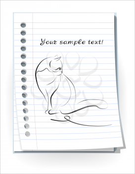 Royalty Free Clipart Image of a Drawing of a Cat