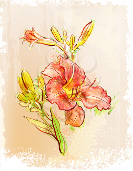 Royalty Free Clipart Image of Red Lilies