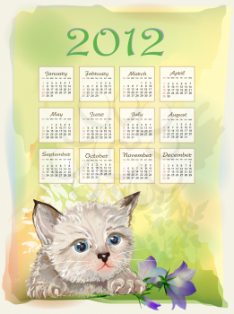 Royalty Free Clipart Image of a Cat Calendar