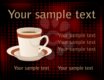 cup of coffee over halftone background