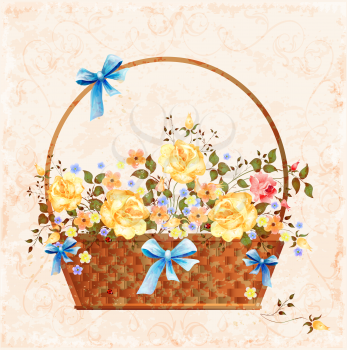 basket with roses
