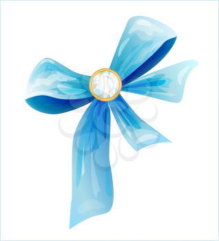 blue silk bow with diamond