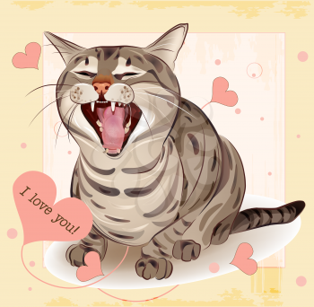 Cat in love. Greeting card