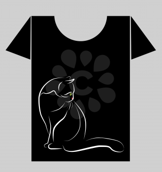 t-shirt design with  white  cat